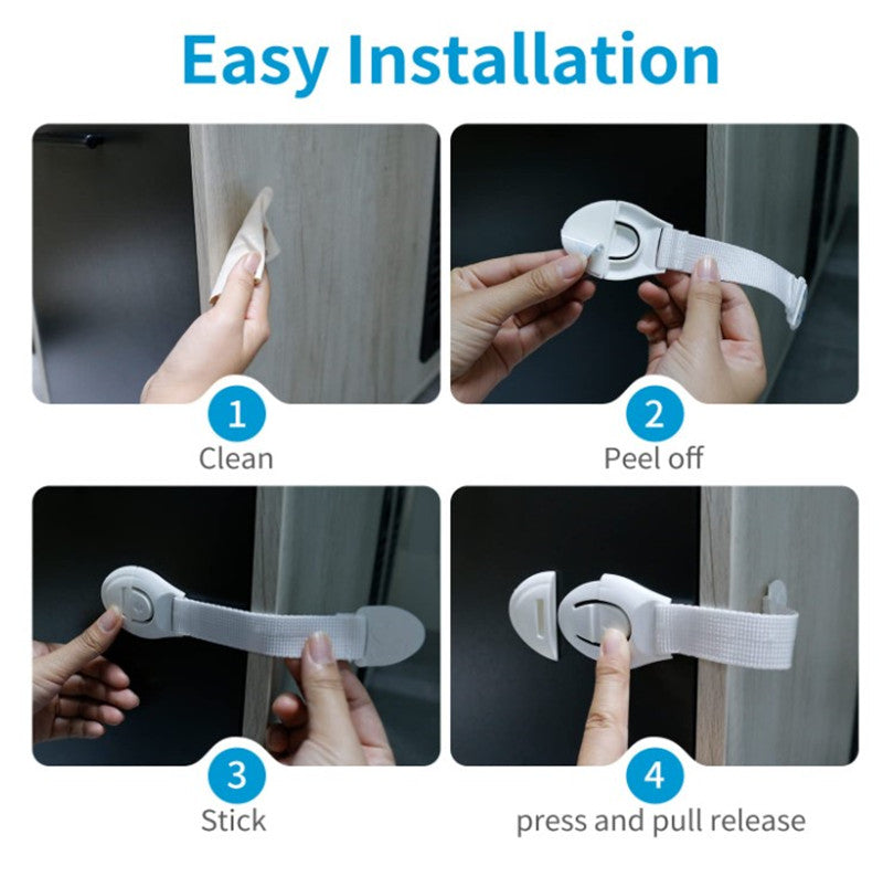 cupboard drawer door cabinet safety strap lock